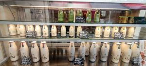Milk choices at Graines du Jour in Paris