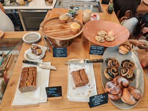 Cakes choices home made at Graines du Jour in Paris