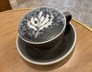 Charcoal latte  at Graines du Jour in Paris