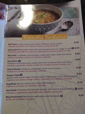 Vegetable dishes at Hindú Kurma in Sotogrande