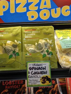 Vegan ravioli in the refrigerated section at Trader Joe's in Reno