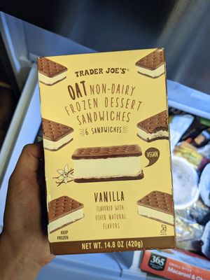 Vegan oat milk ice cream sandwiches at Trader Joe's in Reno