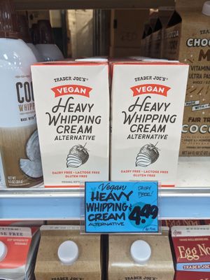 Vegan heavy whipping cream at Trader Joe's in Reno