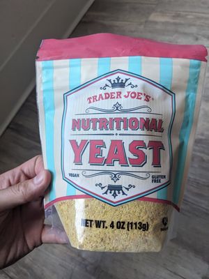 Nutritional yeast, 4oz for $3.49 at Trader Joe's in Reno
