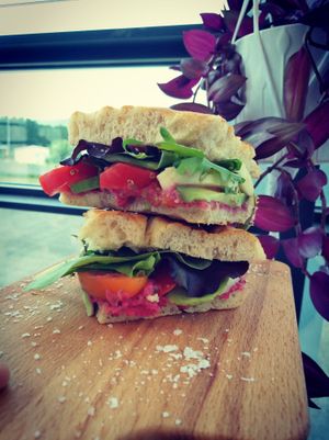Focaccia sandwich at Orðakaffi in Akureyri