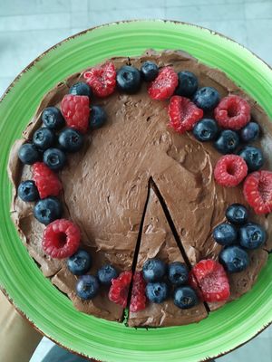 Vegan chocolate cake at Orðakaffi in Akureyri