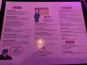 Monster menu  at Monster Vegan in Philadelphia