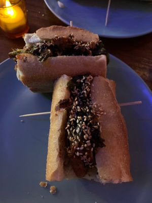 General tsos hoagie this was the winner that crispy chicken was drool worthy!!  at Monster Vegan in Philadelphia