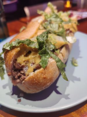 Vegan Philly cheese steak which was pretty good but massive and so much bread at Monster Vegan in Philadelphia