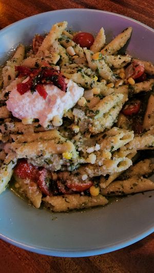 Penne with pesto at Monster Vegan in Philadelphia