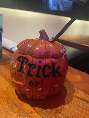 Trick or tiki boozy drink   at Monster Vegan in Philadelphia