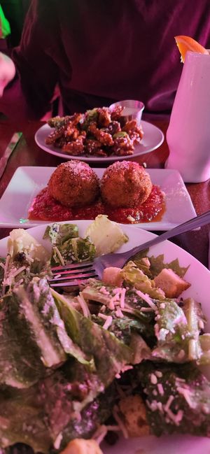 Caesar, mac&cheese balls, general tsos wings at Monster Vegan in Philadelphia