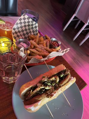 Parmesan truffle fries and hoagie  at Monster Vegan in Philadelphia