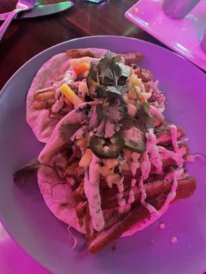 Tacos with crispy chikn   at Monster Vegan in Philadelphia