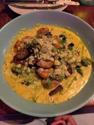 Sweet potato gnocchi in a corn relish sauce (daily special) at Monster Vegan in Philadelphia