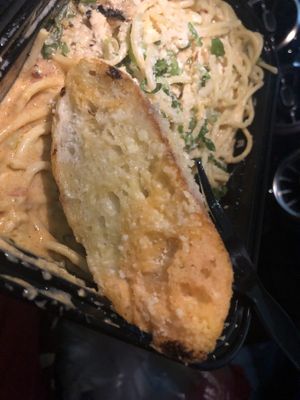Garlic bread 
Cajun Alfredo #vegan   at Monster Vegan in Philadelphia