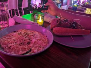 Truffle Alfredo and General Tso's at Monster Vegan in Philadelphia