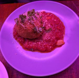 Fries crab pimento mac ball at Monster Vegan in Philadelphia