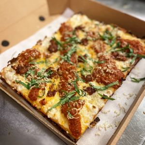 Marg with N'Duja at Four Side Vegan Pizza in Manchester