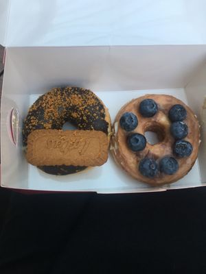 Lotus Cookie & blueberry chocolate donut  at Royal Donuts in Augsburg