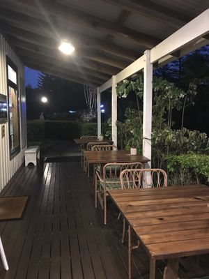 Outdoor seating  at Hilli Restaurant & Cafe in Norfolk Island