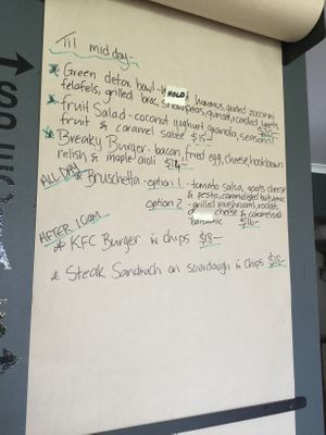 Specials board at The Olive Cafe in Norfolk Island