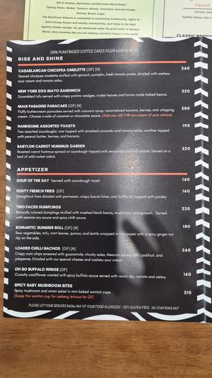 Menu at Carrots The Vegan Kitchen in Bangkok