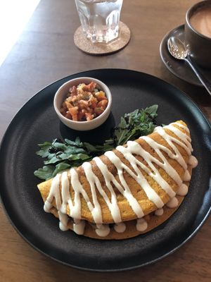 Chickpea omelette anyone?? at Carrots The Vegan Kitchen in Bangkok