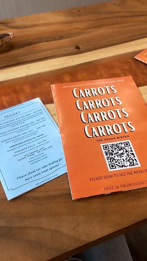 Menu at Carrots The Vegan Kitchen in Bangkok