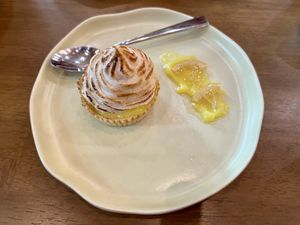 Lemon meringue tart  at Carrots The Vegan Kitchen in Bangkok
