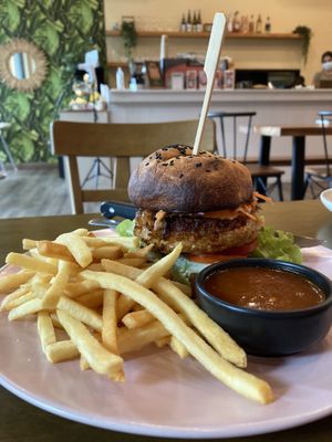 Carrots burger  at Carrots The Vegan Kitchen in Bangkok