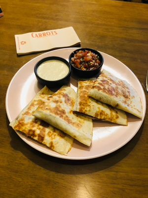 Quesadilla (so satisfying!) at Carrots The Vegan Kitchen in Bangkok
