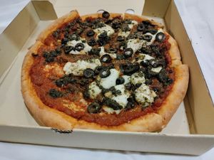 Spicy chorizo pizza (the chorizo was more like a pesto) at Carrots The Vegan Kitchen in Bangkok