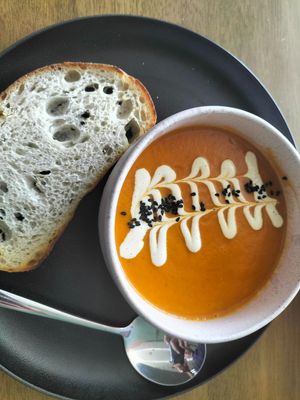 Carrot soup at Carrots The Vegan Kitchen in Bangkok