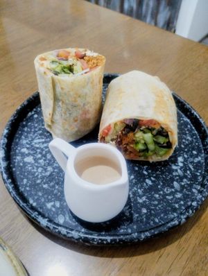 Falafel wrap at Carrots The Vegan Kitchen in Bangkok