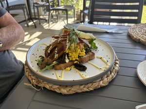The Forager with delicious and local vegan bacon   at The Break Room in Hilton