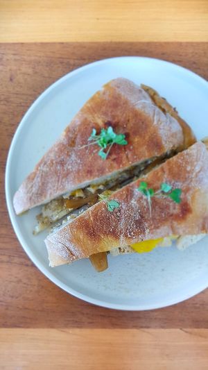Mushrooms and Truffle Toastie with PB cheese - close up at Guyala Cafe in Cairns