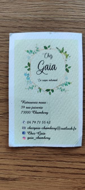 Visiting card at Chez Gaïa in Chambery