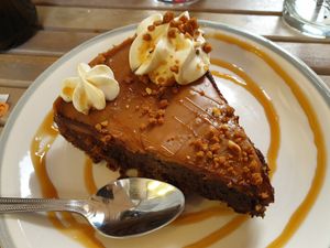 Chocolate and speculoos tart at Chez Gaïa in Chambery