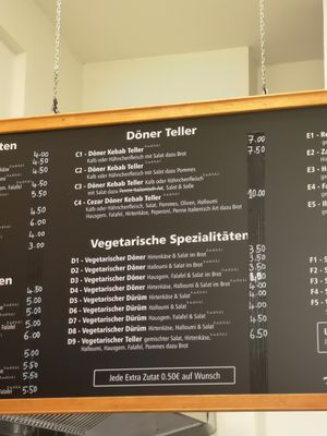 Vegetarian menu at La Fiesta Imbiss in Leipzig