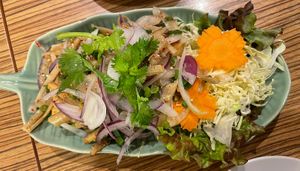 Fried tofu and bamboo  at Shimiran Thai Food Cafe in Tokyo