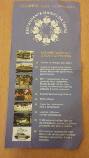 The restaurant flyer tells all about them. at Magias da Terra in Natal