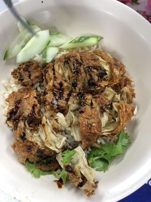 Chicken rice and rice is super fragrant! at Pure Heart 清心素食 in Central Singapore