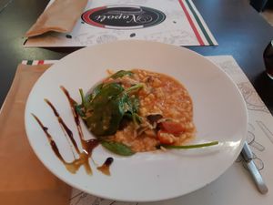 Vegan Spinach and Mushroom Risotto at Napoli in Lisbon