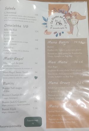 Menu at La Dame au Cerf in Nice