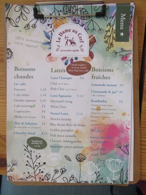 part of menu at La Dame au Cerf in Nice