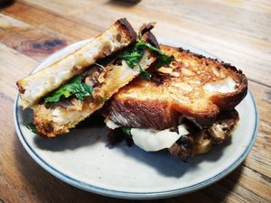 Mushie Magic toastie (vegan option) at Garden Eats in Dwellingup