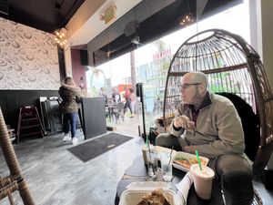 Indoor and outdoor seating #Veganuary at El Avocado in La Jolla