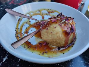 Fried ice cream. Don't think it was actually fried at Seitan's Corner in Bristol