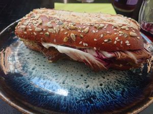 Wild garlic (Bärlauch) tofu sandwich at Mono Cafe in Munich